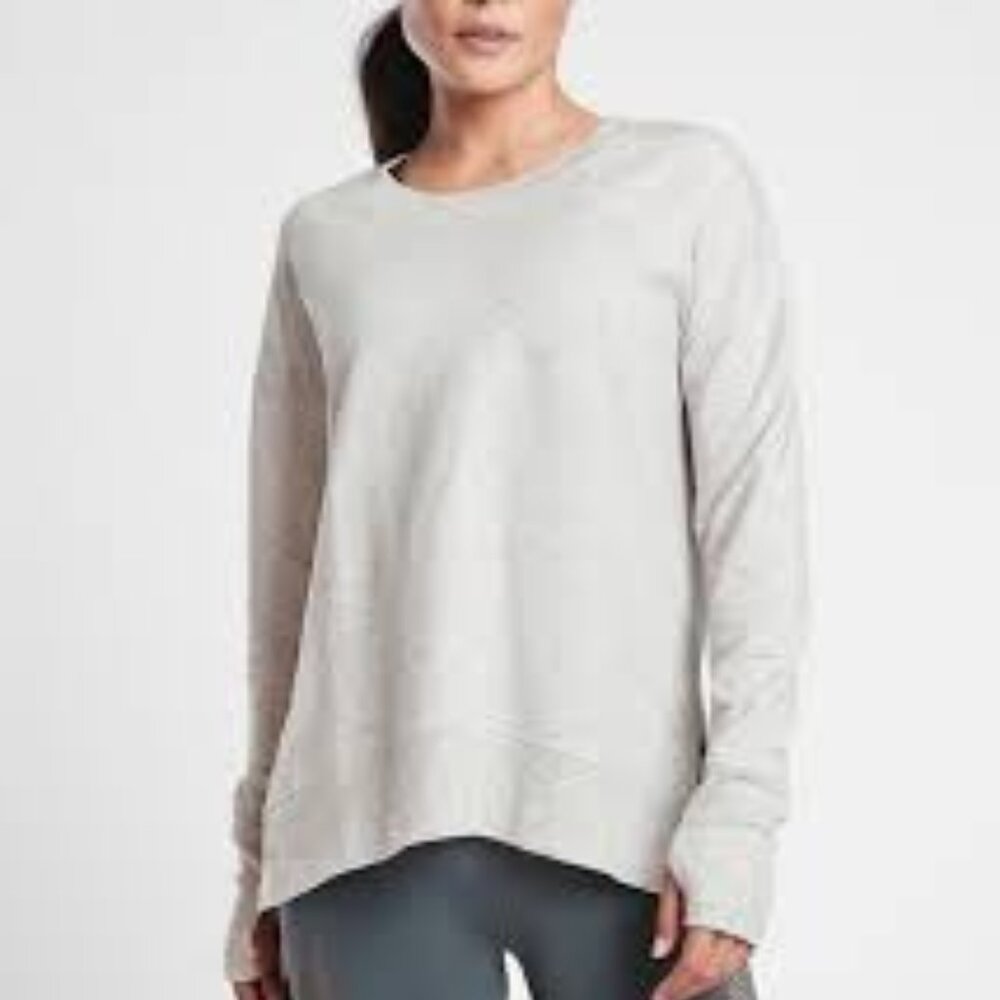 Athleta Light Grey Multi Nep Balance Pullover Sweatshirt